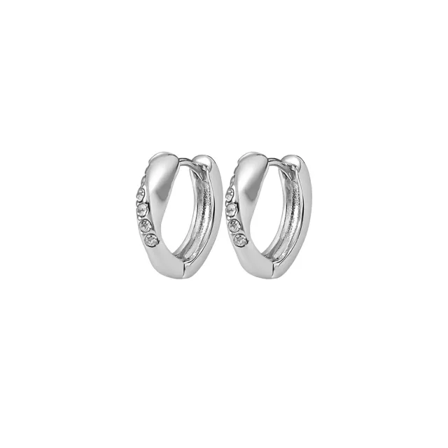 Clear CZ Silver-Tone Twisted Hoop Earrings - 18 Gauge at Spencer's