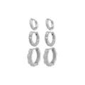 Multi-Pack Flower Silver-Tone Huggie Hoop Earrings 3 Pair - 18 Gauge at Spencer's