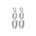 Multi-Pack CZ Spike Silver-Tone Huggie Hoop Earrings 3 Pair - 18 Gauge at Spencer's