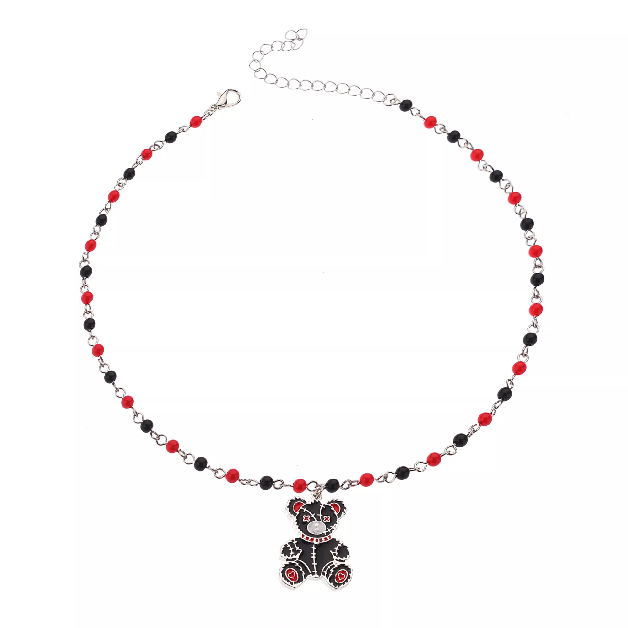Black and Red Bondage Bear Necklace at Spencer's