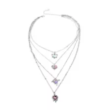 Silver-Plated Y2K Cosmic Charms 4 Row Chain Necklace at Spencer's