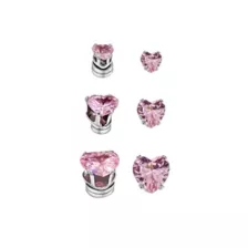 Multi-Pack Pink CZ Heart Magnetic Fake Stud Earrings - 3 Pair at Spencer's