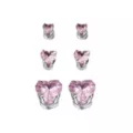Multi-Pack Pink CZ Heart Magnetic Fake Stud Earrings - 3 Pair at Spencer's