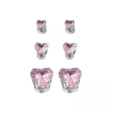 Multi-Pack Pink CZ Heart Magnetic Fake Stud Earrings - 3 Pair at Spencer's