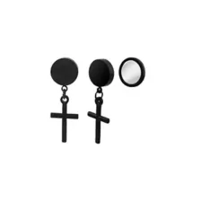 Black Cross Magnetic Fake Dangle Earrings at Spencer's