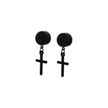Black Cross Magnetic Fake Dangle Earrings at Spencer's