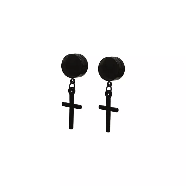 Black Cross Magnetic Fake Dangle Earrings at Spencer's
