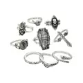 Multi-Pack Assorted Gothic Silver-Tone Rings - 9 Pack at Spencer's