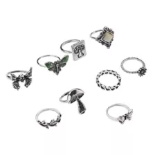 Multi-Pack Mushroom Moth Assorted Rings - 9 Pack at Spencer's
