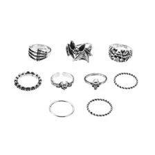 Bat & Bone Ring Set - 9 Pack at Spencer's
