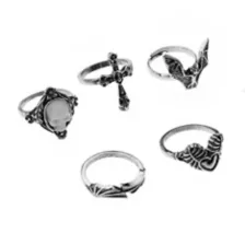 Multi-Pack Skulls and Bats Rings - 5 Pack at Spencer's
