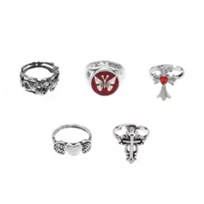 Crimson Cross Ring Set - 5 Pack at Spencer's