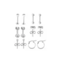 Multi-Pack CZ Essential Silver-Tone Multi-Piercing Earring Set 6 Pack - 18 Gauge at Spencer's
