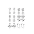 Multi-Pack CZ Essential Silver-Tone Multi-Piercing Earring Set 6 Pack - 18 Gauge at Spencer's