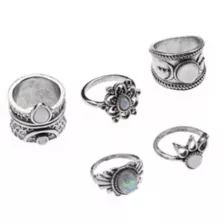 Multi-Pack Ornate Gems Rings - 5 Pack at Spencer's
