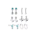 Multi-Pack Blue CZ Butterfly Silver-Tone Earrings 6 Pair - 18 Gauge at Spencer's