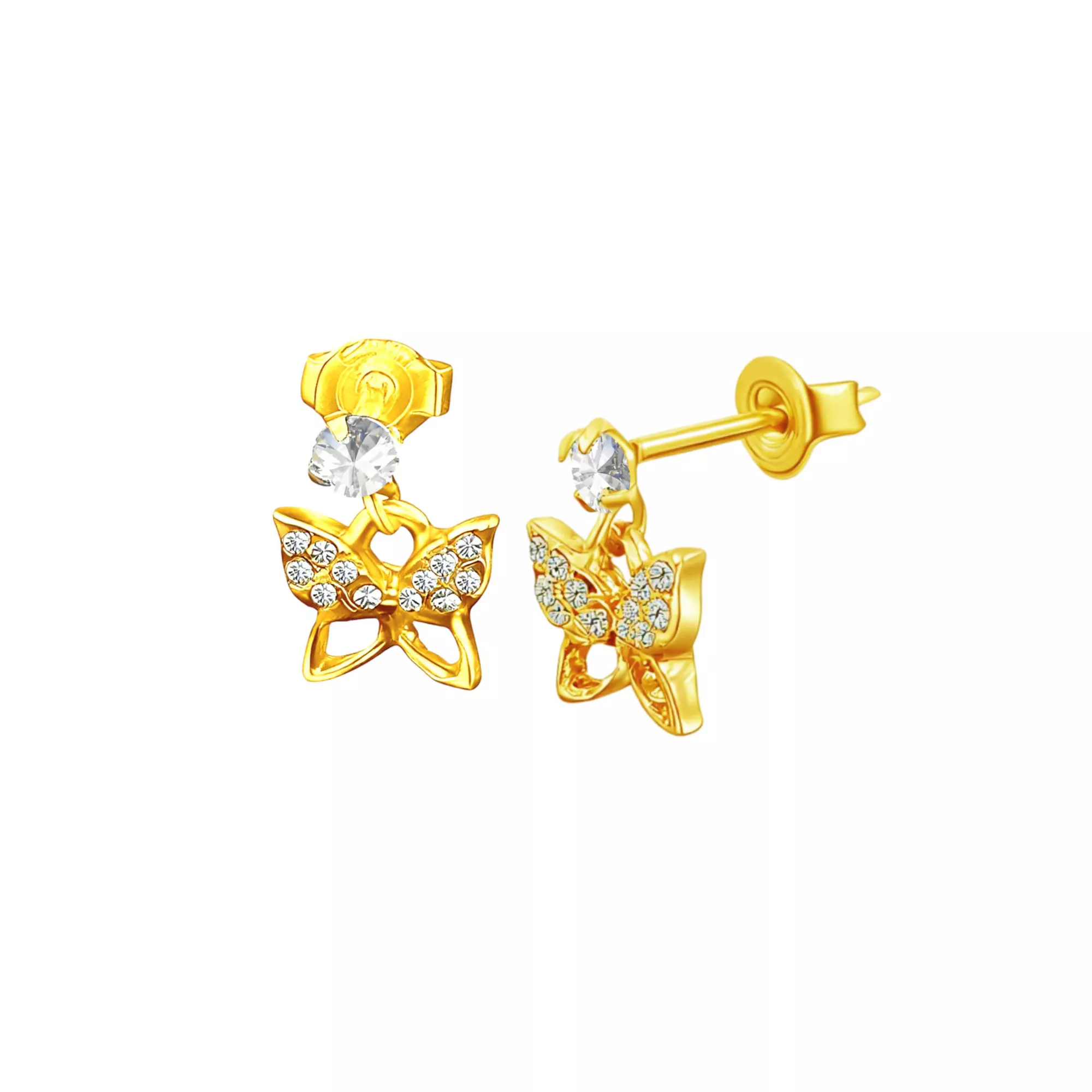 CZ Gold-Tone Butterfly Dangle Stud Earrings - 20 Gauge at Spencer's