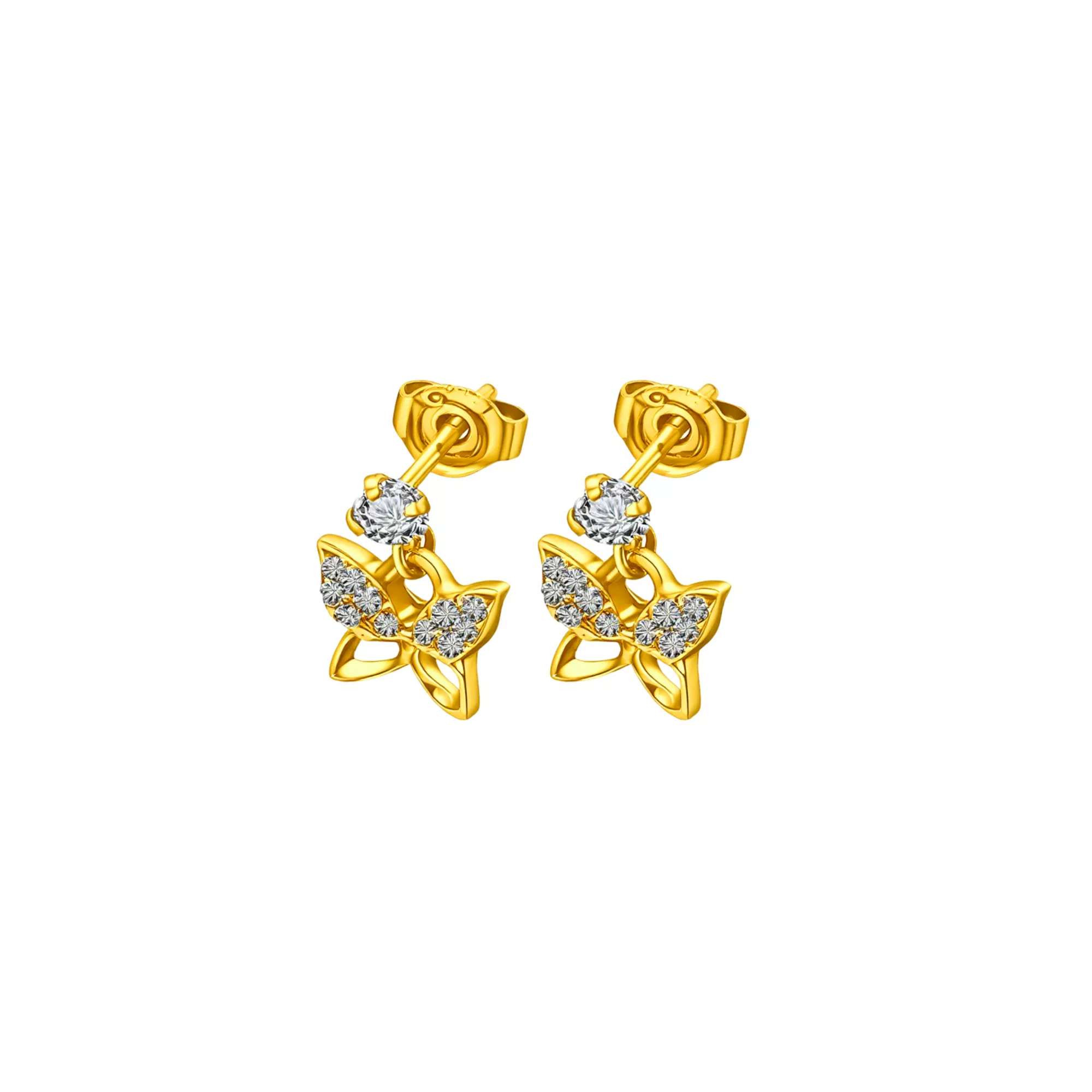 CZ Gold-Tone Butterfly Dangle Stud Earrings - 20 Gauge at Spencer's