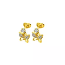 CZ Gold-Tone Butterfly Dangle Stud Earrings - 20 Gauge at Spencer's