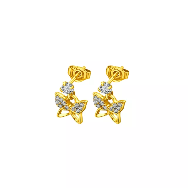 CZ Gold-Tone Butterfly Dangle Stud Earrings - 20 Gauge at Spencer's
