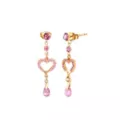 Pink CZ Heart Gold-Tone Dangle Earrings - 20 Gauge at Spencer's
