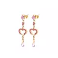 Pink CZ Heart Gold-Tone Dangle Earrings - 20 Gauge at Spencer's