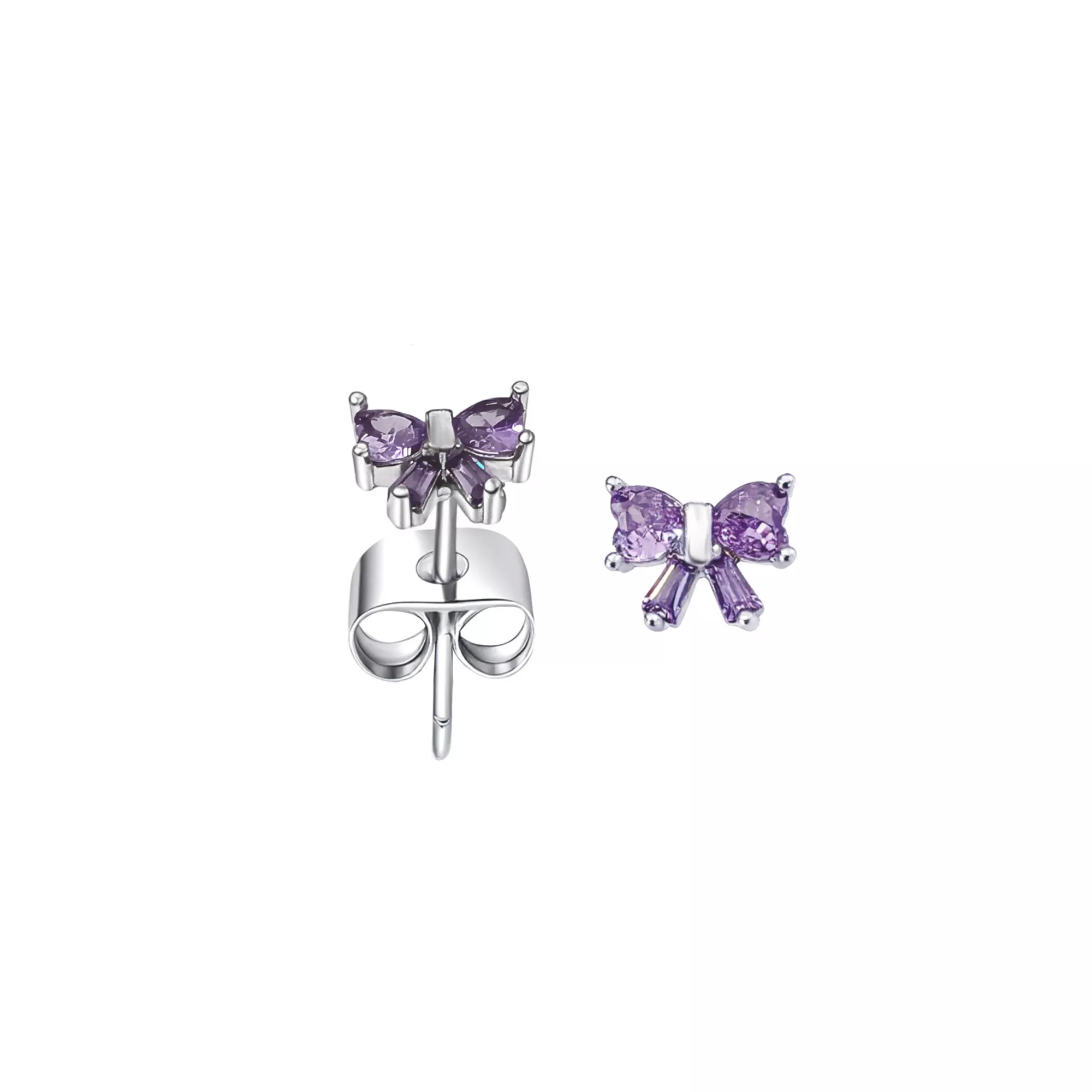 CZ Bow-Shaped Stud Earrings - 20 Gauge
