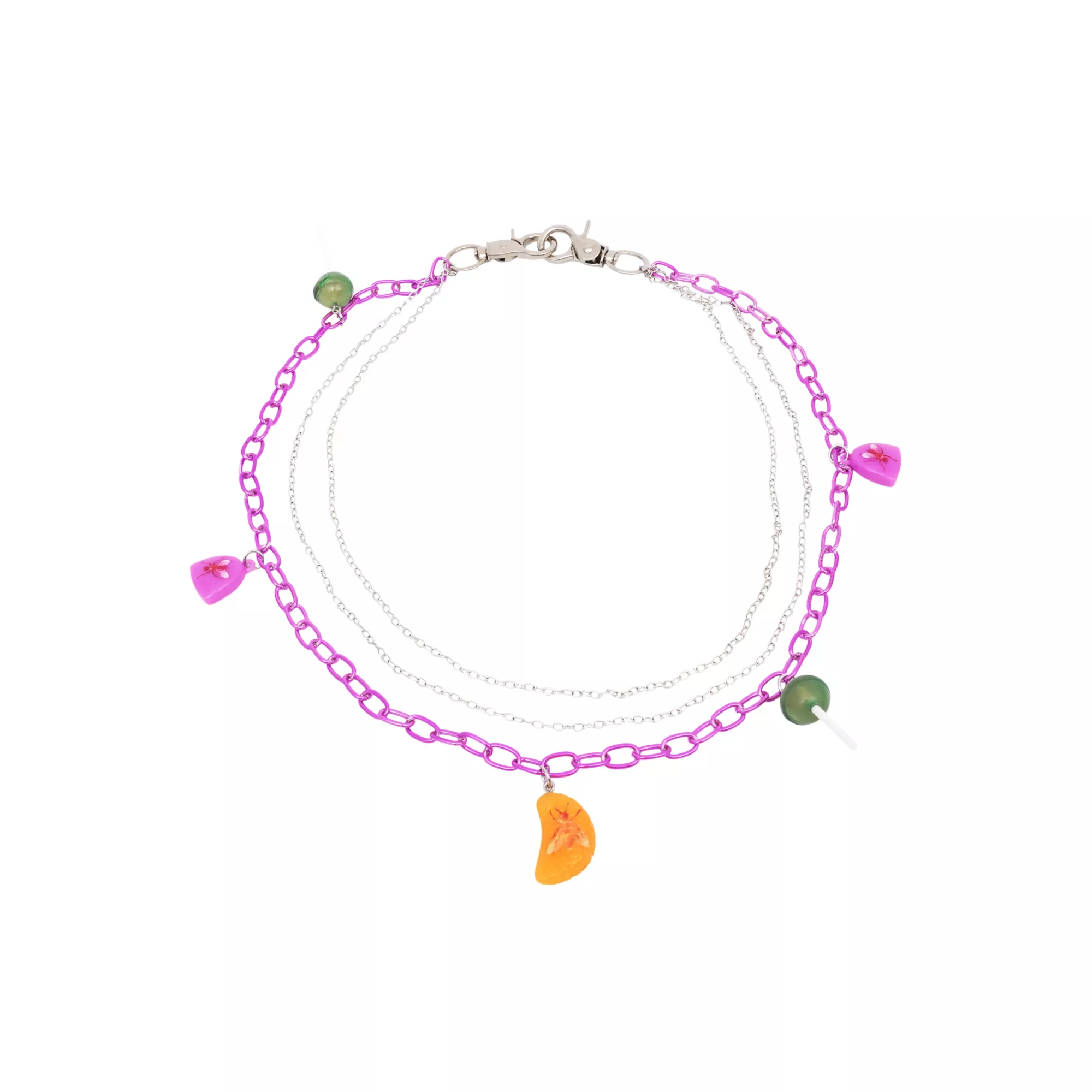 3-Row Pink Candy Wallet Chain