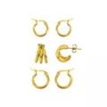 Multi-Pack Gold-Tone Triple Hoop & Basic Huggie Earrings 3 Pair - 18 Gauge at Spencer's