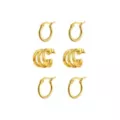 Multi-Pack Gold-Tone Triple Hoop & Basic Huggie Earrings 3 Pair - 18 Gauge at Spencer's