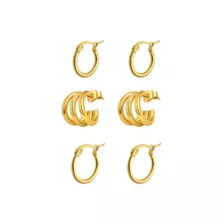 Multi-Pack Gold-Tone Triple Hoop & Basic Huggie Earrings 3 Pair - 18 Gauge at Spencer's