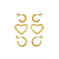 Multi-Pack Gold-Tone Huggie Heart Hoop Earrings and Half Hoop Earrings 3 Pairs - 18 Gauge at Spencer's