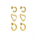Multi-Pack Gold-Tone Huggie Heart Hoop Earrings and Half Hoop Earrings 3 Pairs - 18 Gauge at Spencer's