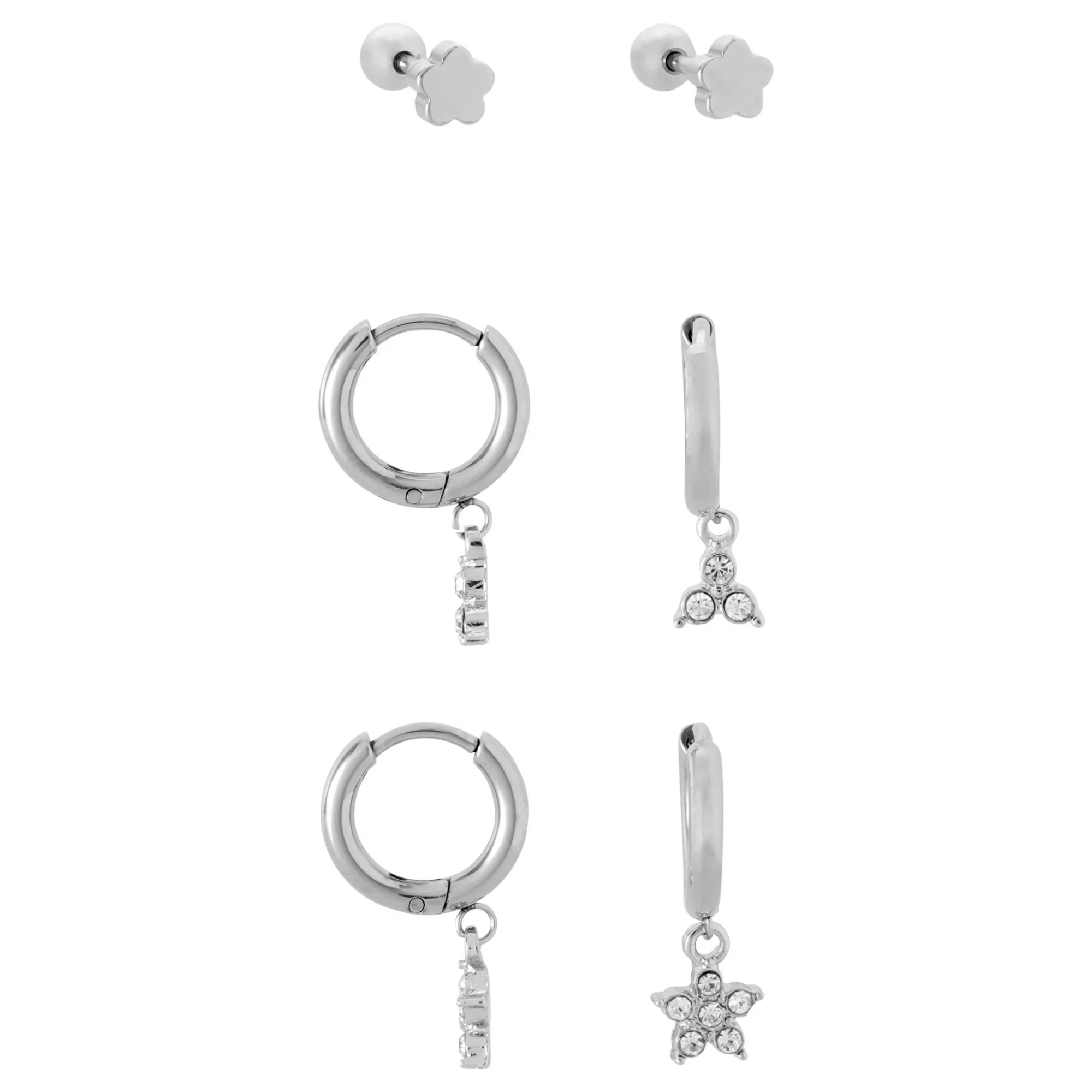 Multi-Pack CZ Star Mixed Earrings 3 Pair - 18 Gauge
