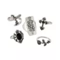Multi-Pack Assorted Black Gothic Cross Sword Silver-Tone Rings - 5 Pack at Spencer's