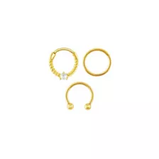 Multi-Pack CZ 14K Gold-Plated Septum Rings 3 Pack - 16 Gauge at Spencer's