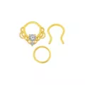 Multi-Pack Clear CZ Ornate Gold-Tone Septum Rings and Retainer 3 Pack - 16 Gauge at Spencer's
