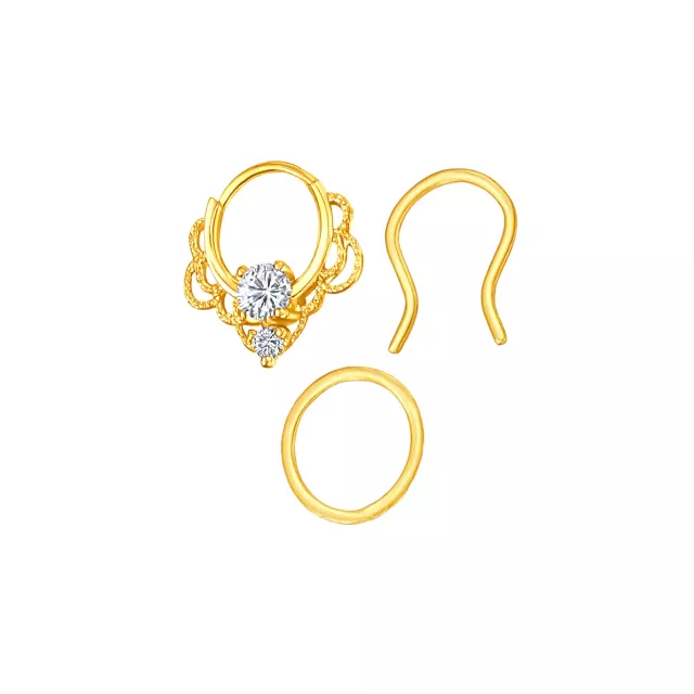 Multi-Pack Clear CZ Ornate Gold-Tone Septum Rings and Retainer 3 Pack - 16 Gauge at Spencer's