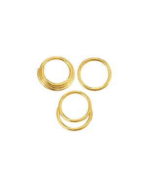 Multi-Pack Gold-Tone Double and Triple Seamless Hinged Hoops 3 Pack - 16 Gauge