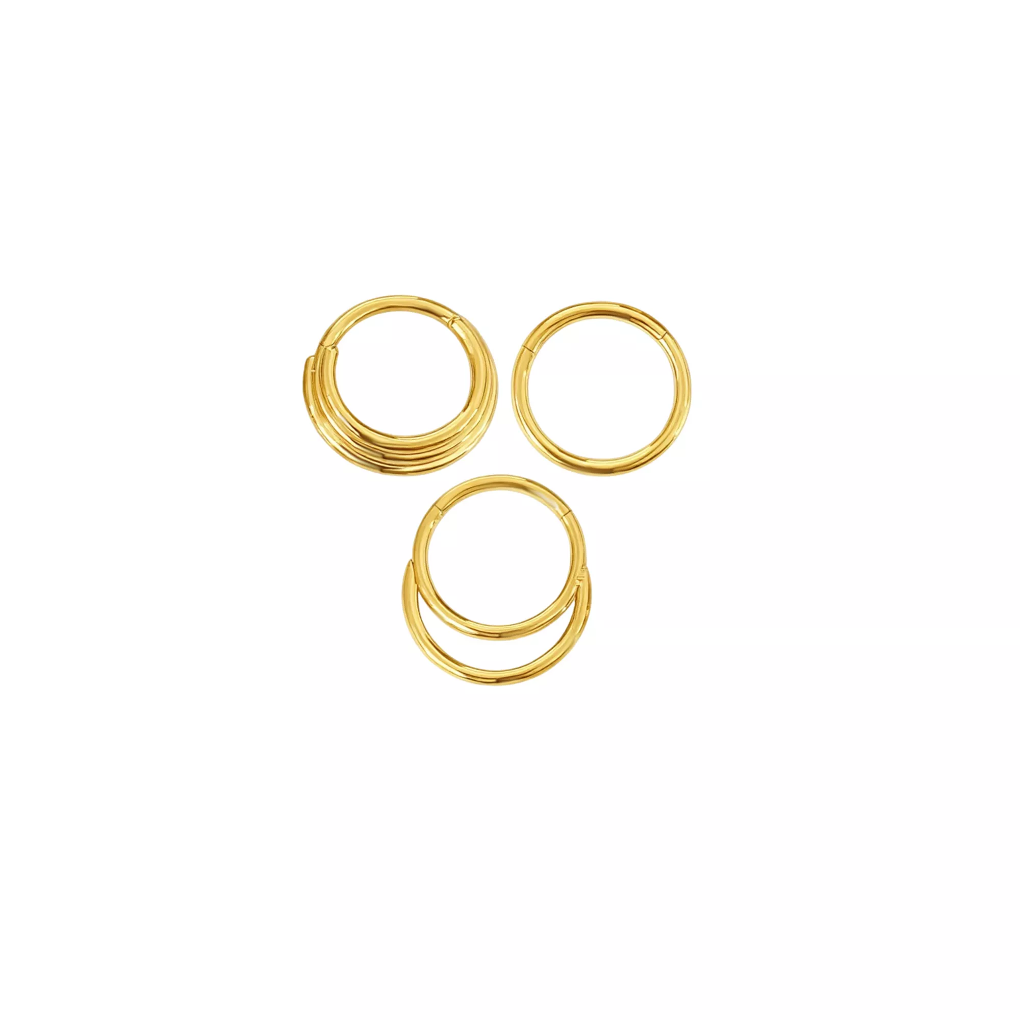 Multi-Pack Gold-Tone Double and Triple Seamless Hinged Hoops 3 Pack - 16 Gauge at Spencer's