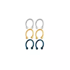 Multi-Pack Multi-Color Basic Horseshoe Rings 3 Pair - 12 Gauge at Spencer's