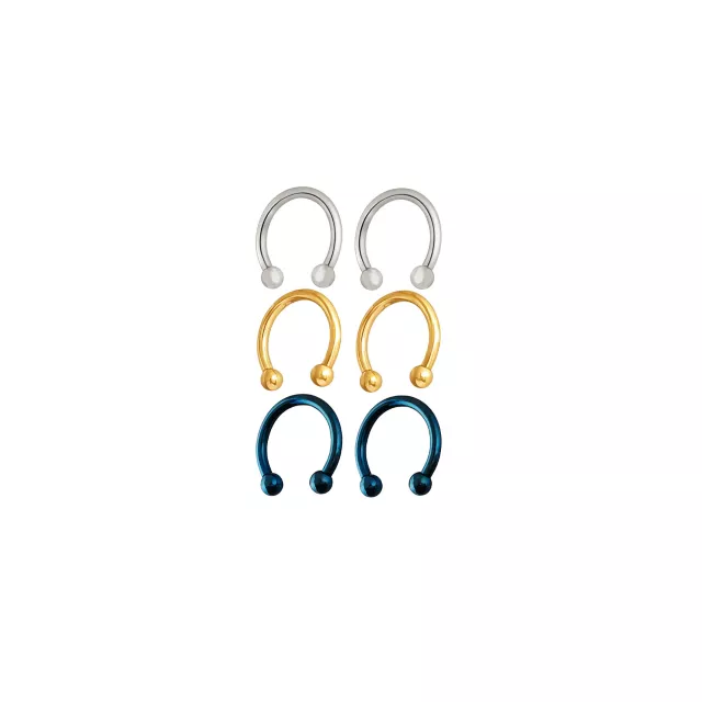 Multi-Pack Multi-Color Basic Horseshoe Rings 3 Pair - 12 Gauge at Spencer's