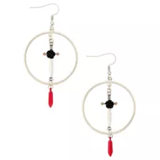 Gothic Rose Sword Dangle Hoop Earrings at Spencer's