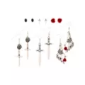Multi-Pack Skeletal Sweetheart Earrings - 6 Pack at Spencer's
