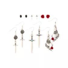 Multi-Pack Skeletal Sweetheart Earrings - 6 Pack at Spencer's