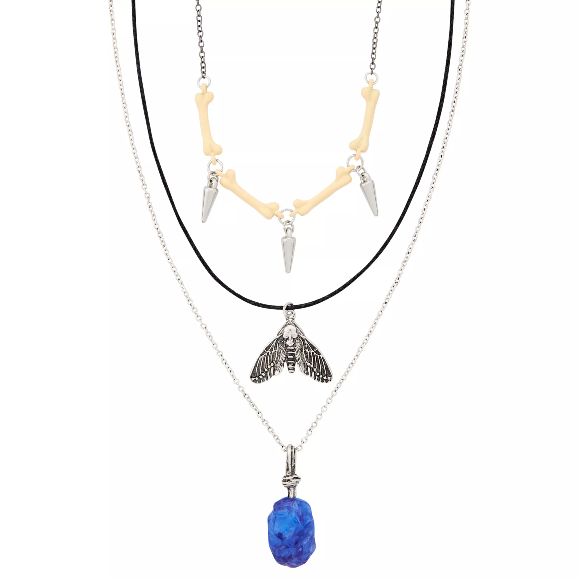 Multi-Pack Moth Stone Pendant Choker Necklaces - 3 Pack