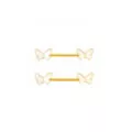 Butterfly Pearl Gold-Tone Titanium Nipple Barbells - 14 Gauge at Spencer's