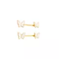 Butterfly Pearl Gold-Tone Titanium Nipple Barbells - 14 Gauge at Spencer's
