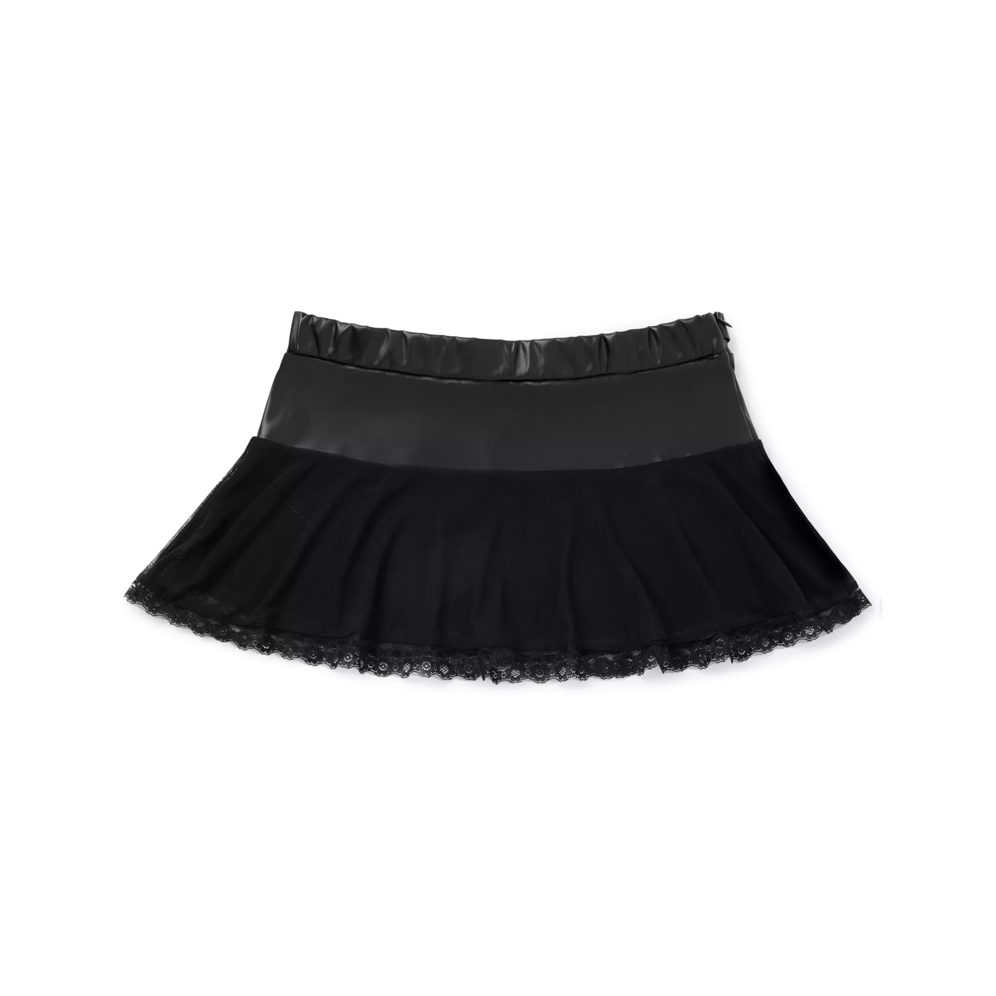 Kayla Malecc Mesh and Faux Leather Chain Mini Skirt