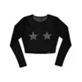 Kayla Malecc Rhinestone Star Mesh Crop Top at Spencer's
